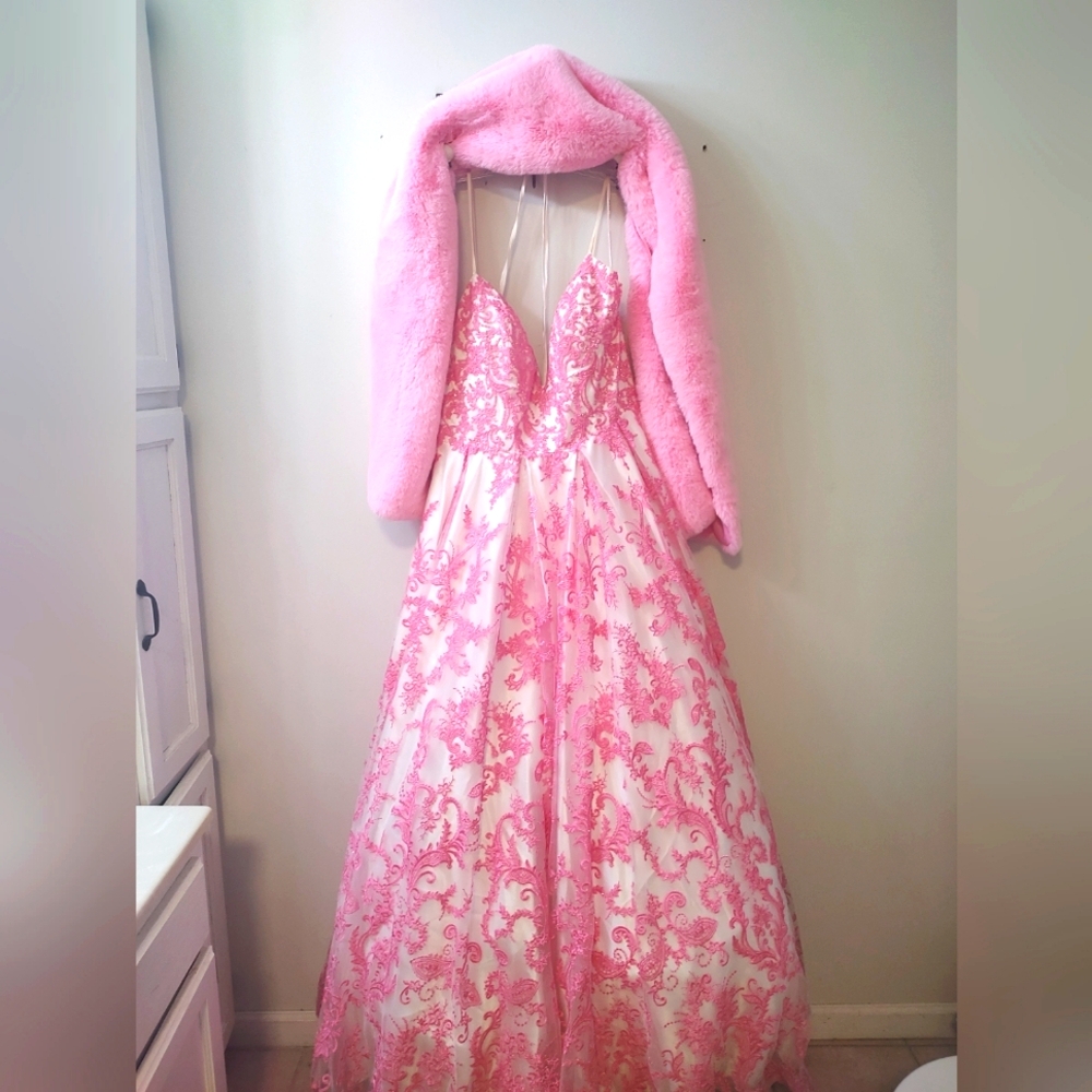 Sherri Hill Ball gown pink white size 18